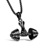 Fate Love Mens Jewellery Dumbbell Necklace Men Collares Stainless Steel Jewelry Sport Fitness Barbell Pendant Necklaces Colar