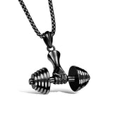 Fate Love Mens Jewellery Dumbbell Necklace Men Collares Stainless Steel Jewelry Sport Fitness Barbell Pendant Necklaces Colar