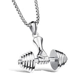 Fate Love Mens Jewellery Dumbbell Necklace Men Collares Stainless Steel Jewelry Sport Fitness Barbell Pendant Necklaces Colar