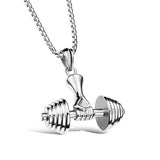 Fate Love Mens Jewellery Dumbbell Necklace Men Collares Stainless Steel Jewelry Sport Fitness Barbell Pendant Necklaces Colar