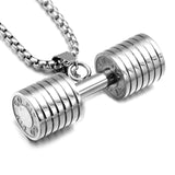 Stainless Steel Dumbbell Necklaces Pendants Men Fitness Barbell Bodybuilding Crossfit Charm Necklace Men Gym Jewelry